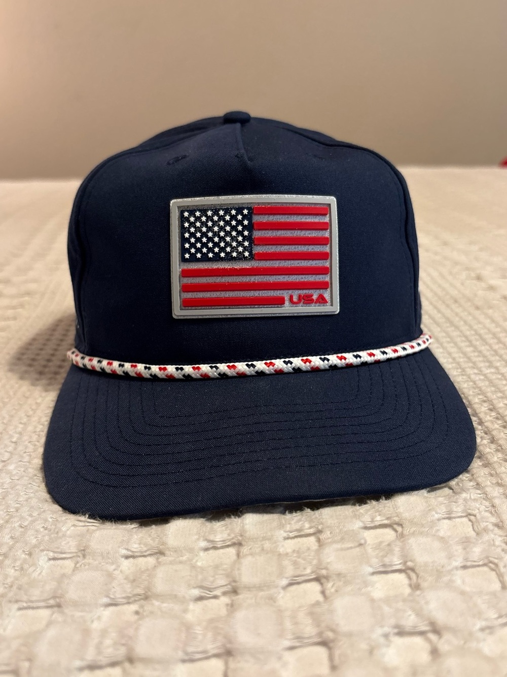 New Era Davis Cup Navy USA Flag Patch Rope-Trim Golf SnapBack hat